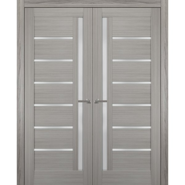 Sartodoors Double French Interior Door, 72" x 96", Gray QUADRO4088DD-SSS-7296